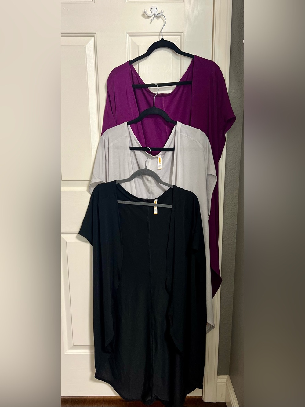 Set of three (3) Lucy Draped Mesh Vests- Black, Light Gray, Magenta
